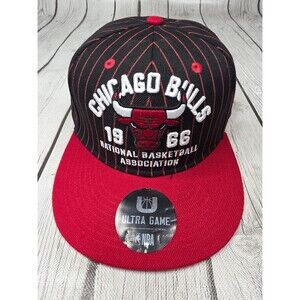 Ultra‎ Game Chicago Bulls Est 1966 Pin Stripe Red Black Cap Snapback Hat